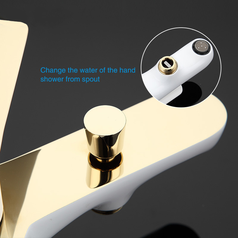 Смеситель д/ванны белый/золото  G3080*  (ф35, короткий гусак, евро перекл)  GAPPO - миниатюра №4