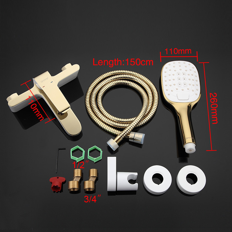 Смеситель д/ванны белый/золото  G3080*  (ф35, короткий гусак, евро перекл)  GAPPO - миниатюра №5