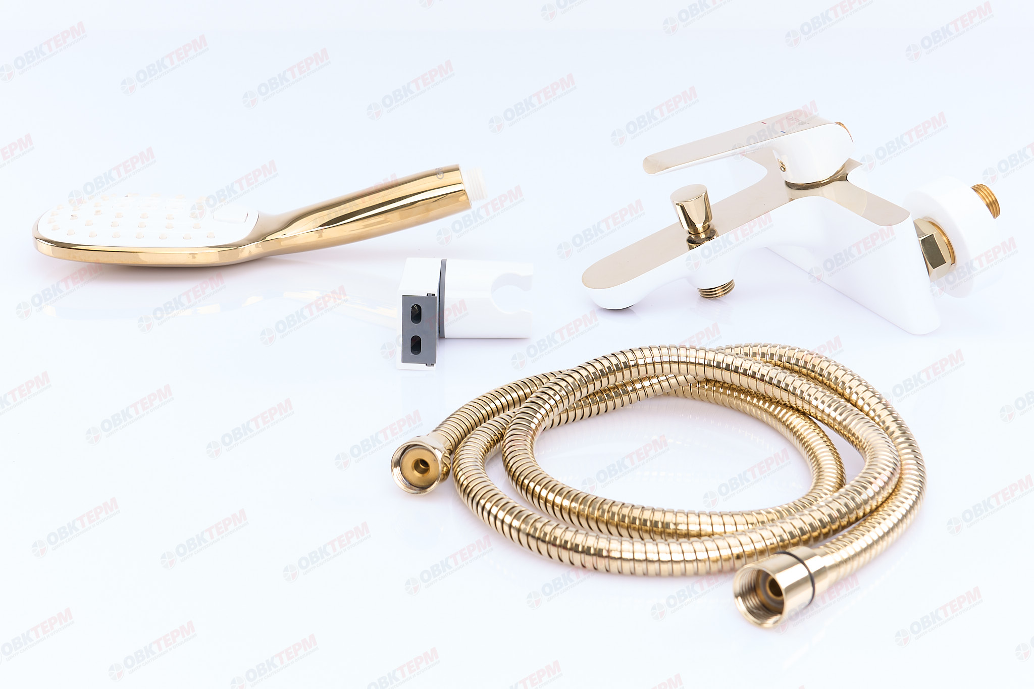 Смеситель д/ванны белый/золото  G3080*  (ф35, короткий гусак, евро перекл)  GAPPO - миниатюра №10