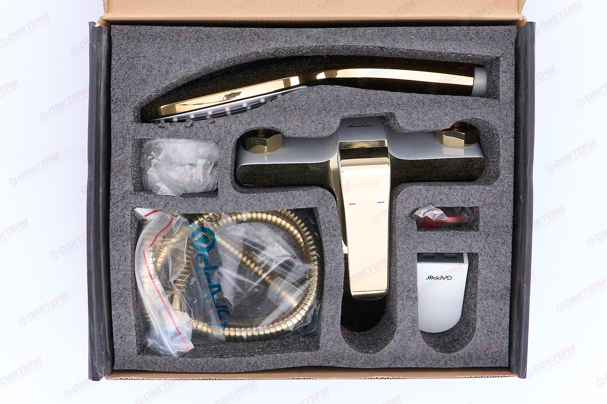 Смеситель д/ванны белый/золото  G3080*  (ф35, короткий гусак, евро перекл)  GAPPO - миниатюра №12