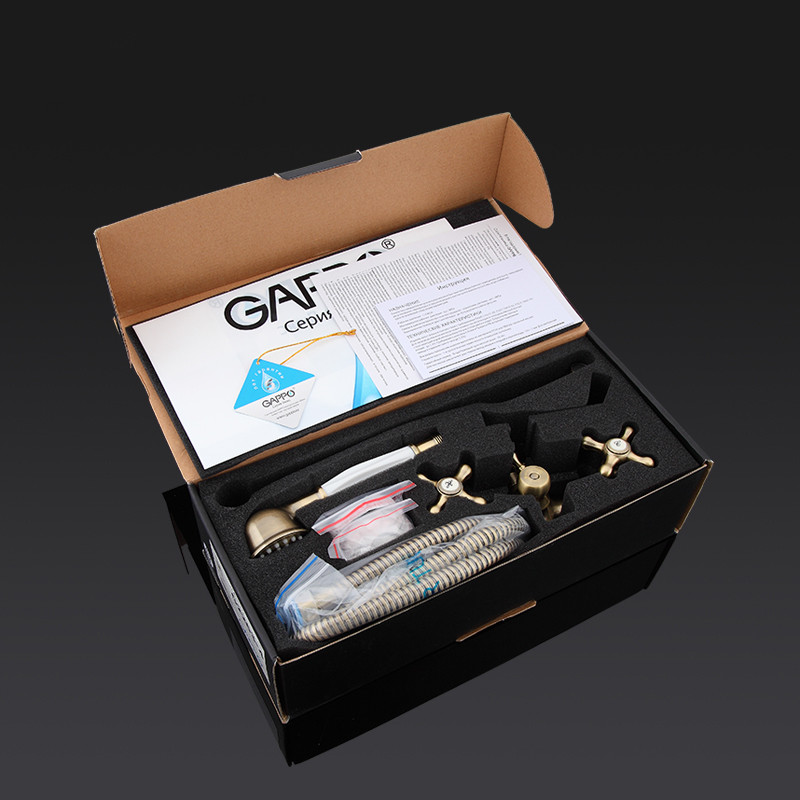 Смеситель д/ванны буксовый GAPPO G2263-4 латунь /бронза /керам/буксы, излив 350мм, лейка 1 реж - Изображение №2