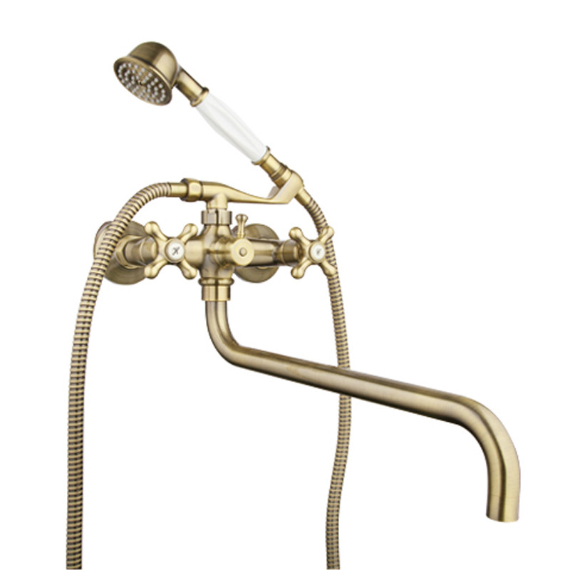 Смеситель д/ванны буксовый GAPPO G2263-4 латунь /бронза /керам/буксы, излив 350мм, лейка 1 реж - Изображение №1