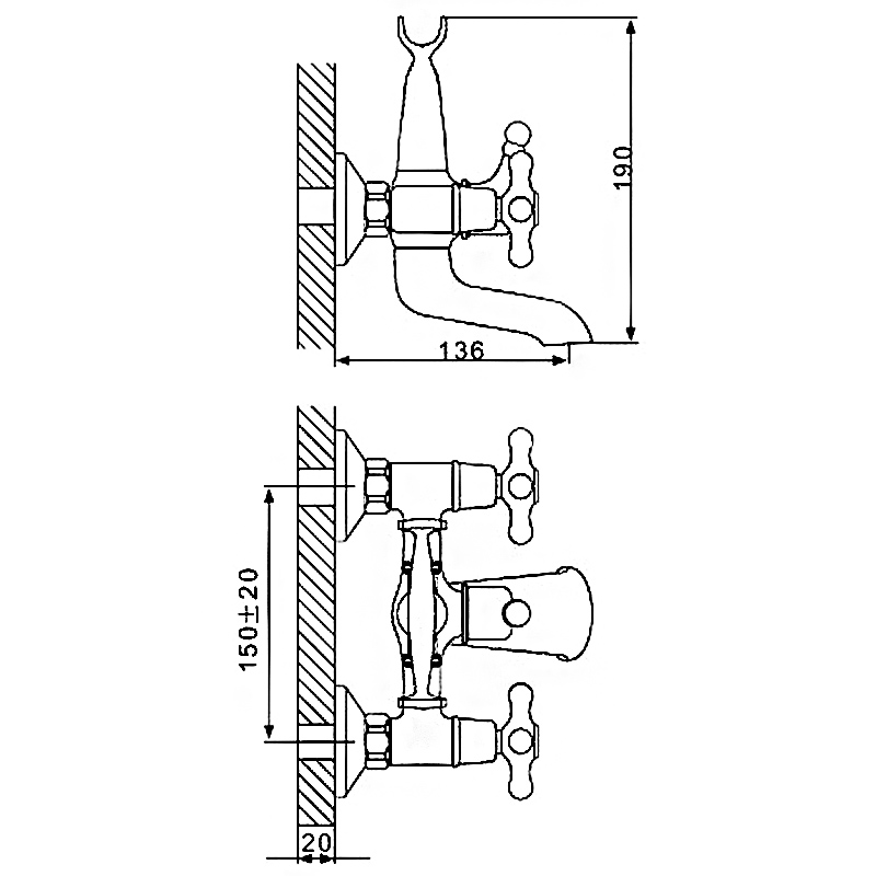 Смеситель д/ванны буксовый GAPPO G3263-4 латунь /бронза /керам/буксы, лейка 1 реж - миниатюра №6
