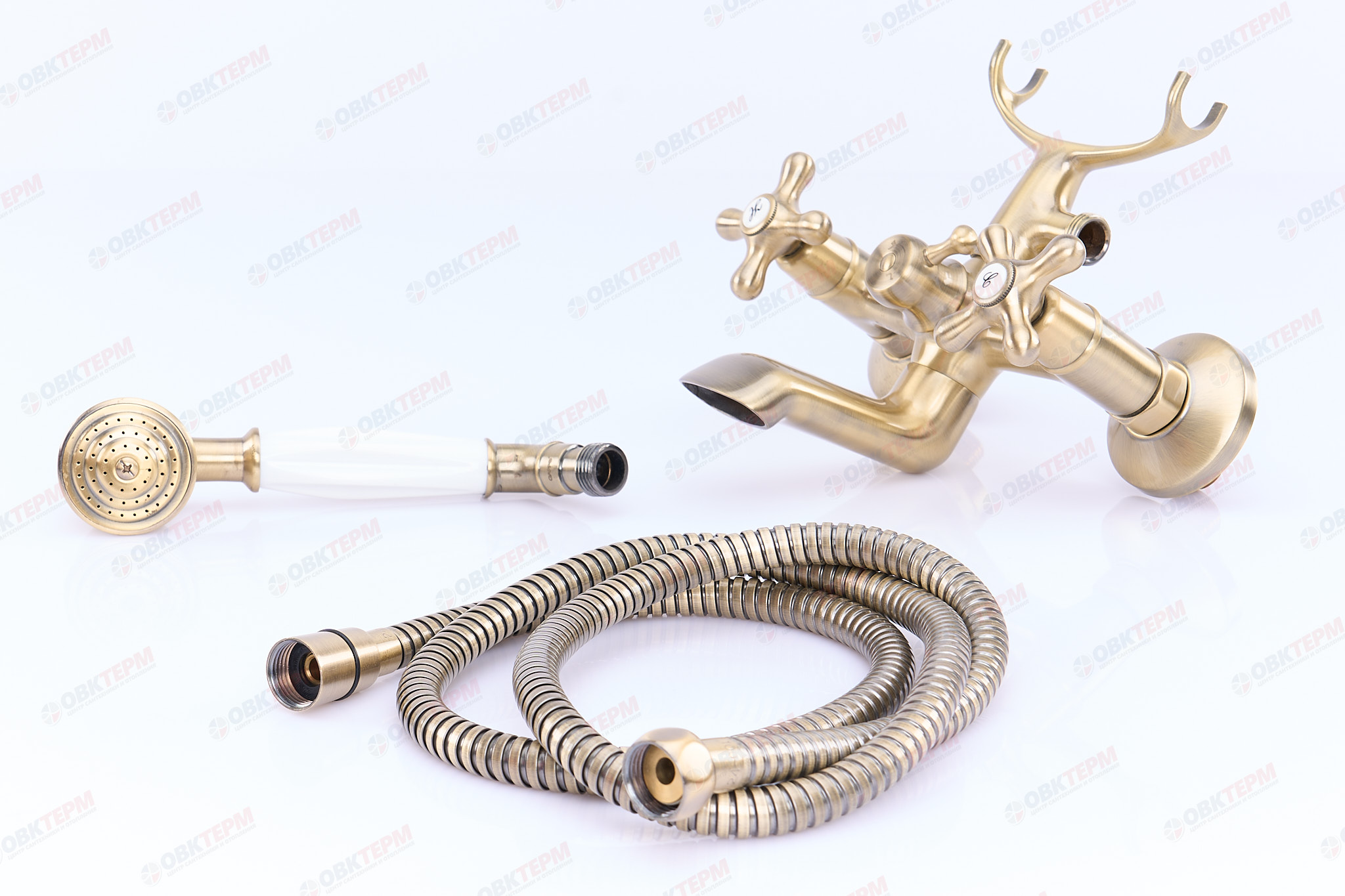 Смеситель д/ванны буксовый GAPPO G3263-4 латунь /бронза /керам/буксы, лейка 1 реж - миниатюра №9