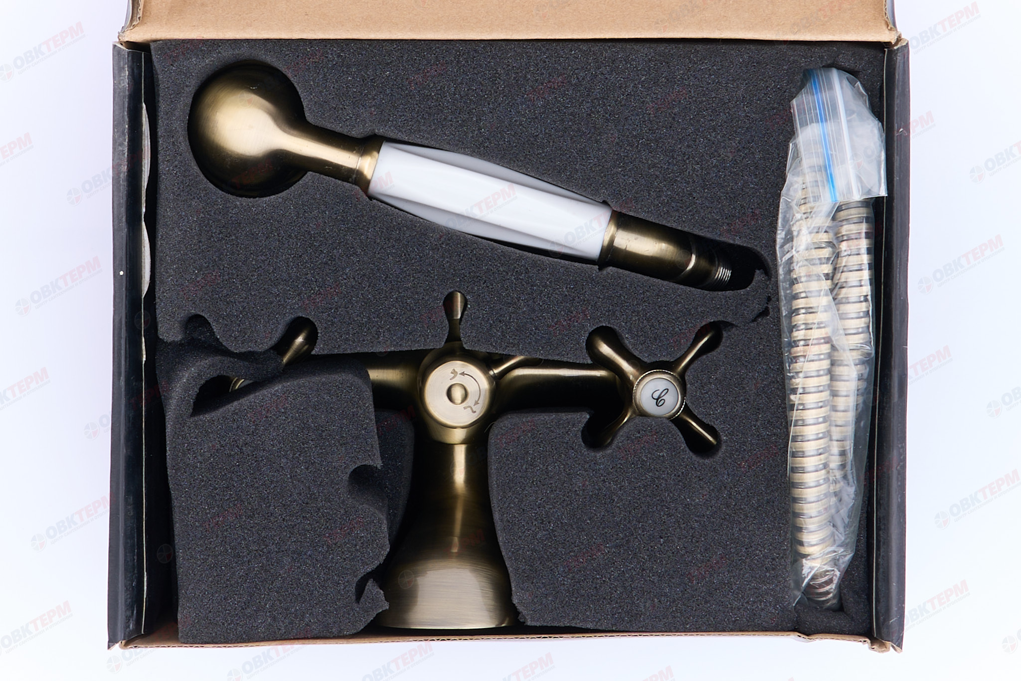 Смеситель д/ванны буксовый GAPPO G3263-4 латунь /бронза /керам/буксы, лейка 1 реж - миниатюра №11