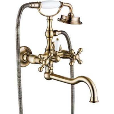Смеситель д/ванны буксовый GAPPO G3289-4 латунь /бронза /керам/буксы, излив 300мм, лейка 1 реж - Изображение №1