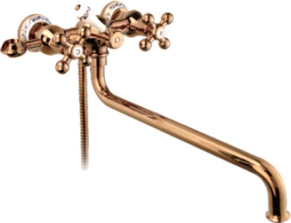 Смеситель д/ванны, красное золото, керам/буксы, излив 350мм, лейка 1 реж., G2265-3,  GAPPO - Изображение №1