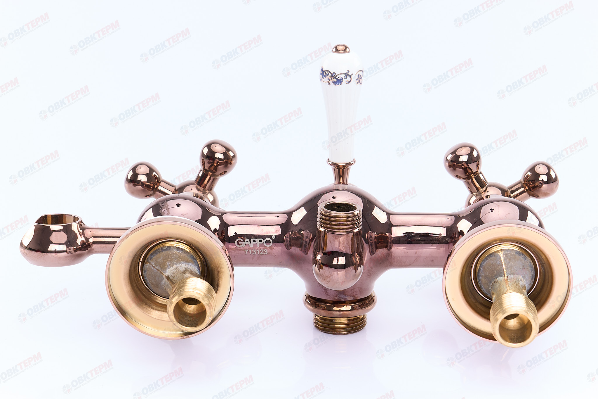 Смеситель д/ванны, красное золото, керам/буксы, излив 350мм, лейка 1 реж., G2265-3,  GAPPO - Изображение №5