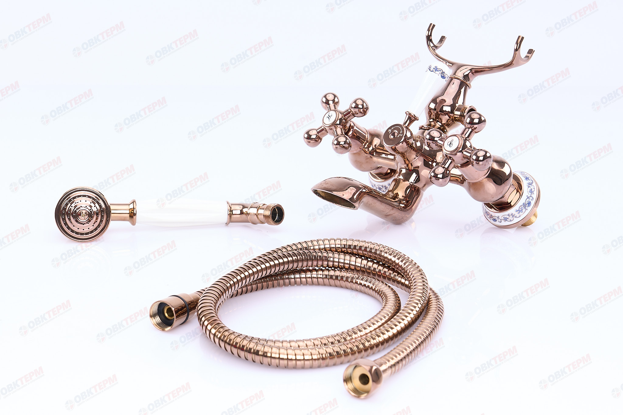 Смеситель д/ванны красное золото  G3265-3*   (короткий гусак, евро перекл 90, п/об)   GAPPO - Изображение №4