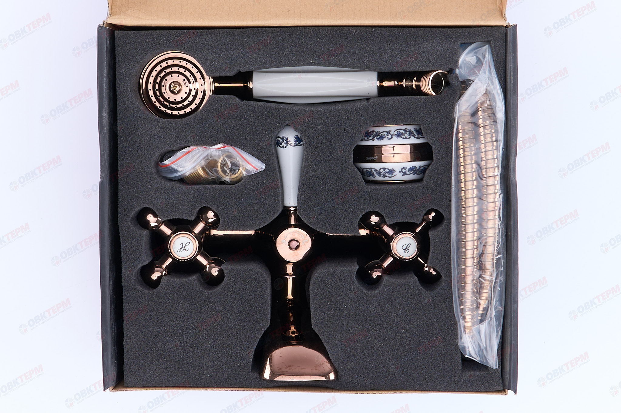 Смеситель д/ванны красное золото  G3265-3*   (короткий гусак, евро перекл 90, п/об)   GAPPO - миниатюра №6