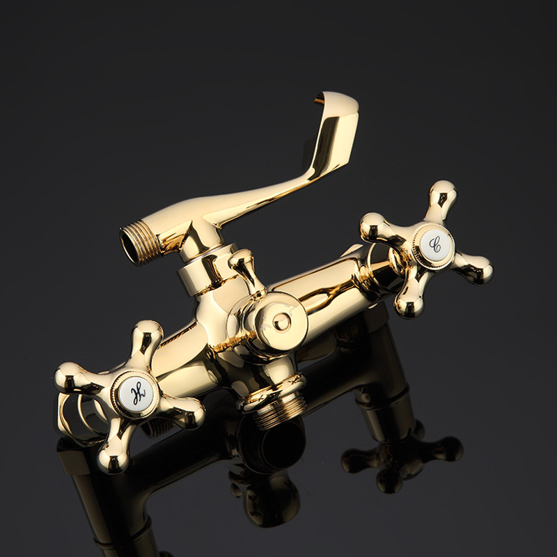 Смеситель д/ванны позолота G2263-6*   (длинный гусак 35 см, евро перекл. 120,  крест, п/об)  GAPPO - Изображение №5