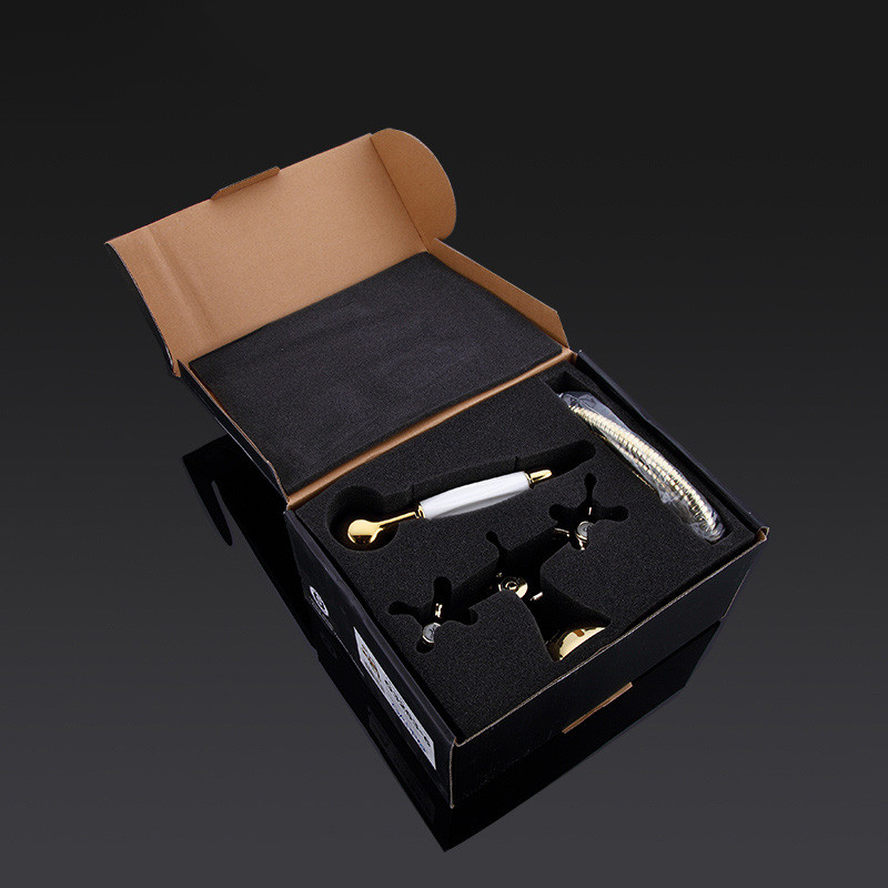 Смеситель д/ванны позолота G3263-6* (короткий гусак, евро перекл 120, крест, п/об)  GAPPO - Изображение №2