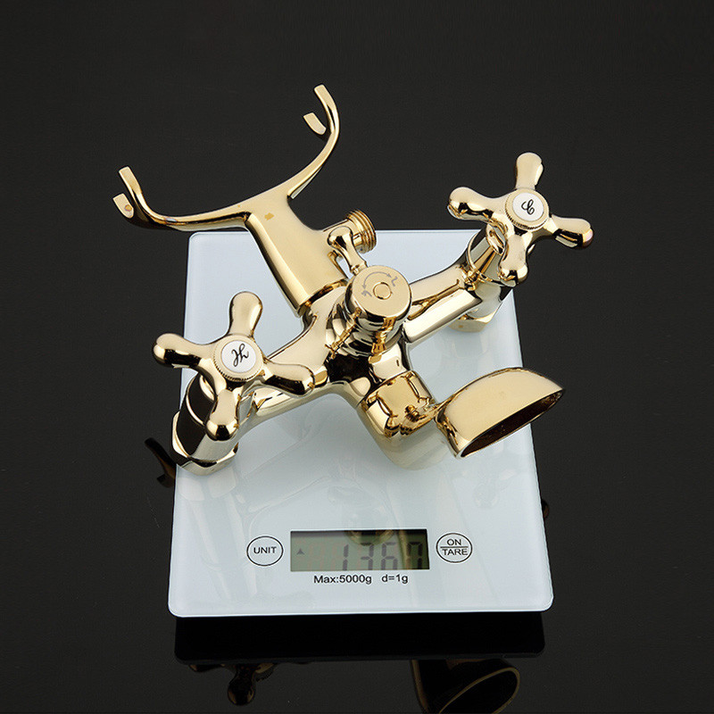 Смеситель д/ванны позолота G3263-6* (короткий гусак, евро перекл 120, крест, п/об)  GAPPO - Изображение №3