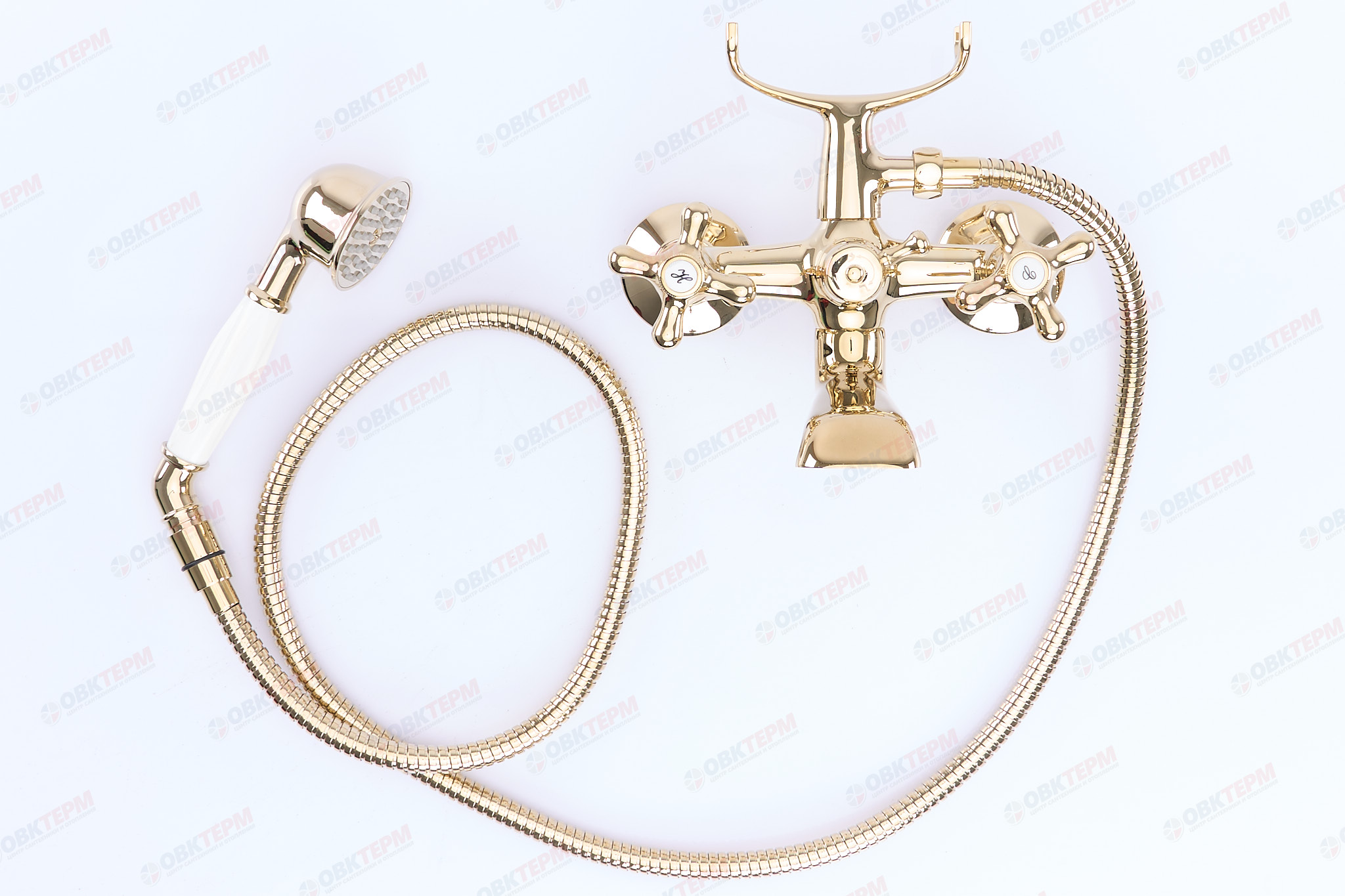 Смеситель д/ванны позолота G3263-6* (короткий гусак, евро перекл 120, крест, п/об)  GAPPO - миниатюра №7