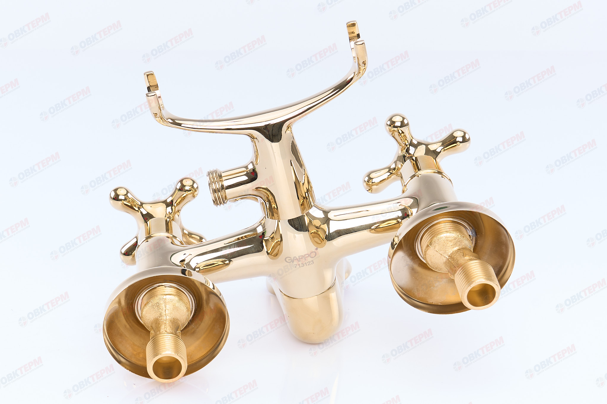 Смеситель д/ванны позолота G3263-6* (короткий гусак, евро перекл 120, крест, п/об)  GAPPO - миниатюра №9