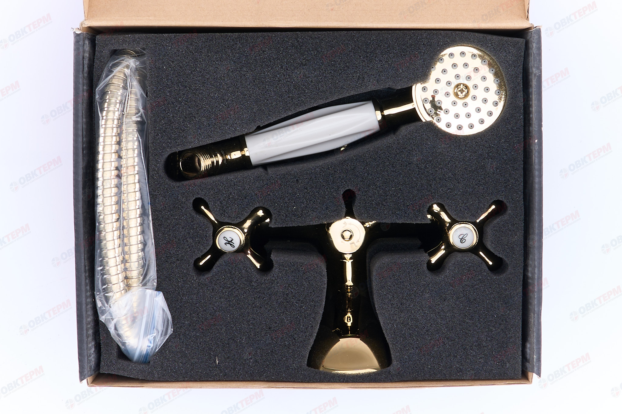 Смеситель д/ванны позолота G3263-6* (короткий гусак, евро перекл 120, крест, п/об)  GAPPO - миниатюра №10