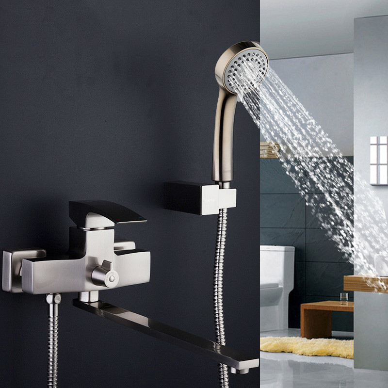 Смеситель д/ванны сатин G2207-5*   (ф35, длинный гусак 35 см,  евро перекл.)    GAPPO - миниатюра №6