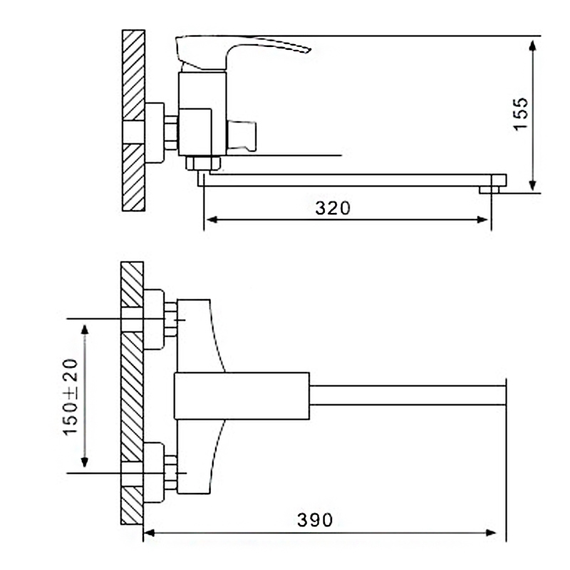 Смеситель д/ванны сатин G2207-5*   (ф35, длинный гусак 35 см,  евро перекл.)    GAPPO - миниатюра №7