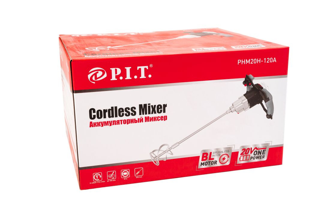 Миксер аккум.б/щ OnePower P.I.T PHM20H-120A 20В (венчик120мм, 0-420/0-710об/мин, БЕЗ АКБ и ЗУ) - Изображение №5