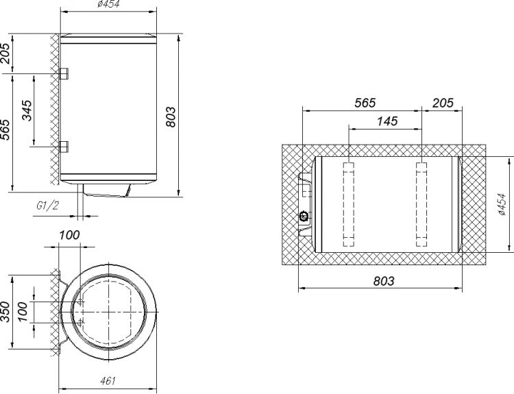 Бойлер   Gorenje  GBFU   80 SIM B6  (2 сухих тэна по 1 кВт, унив.монтаж, в803, ш454, г461) - Изображение №5