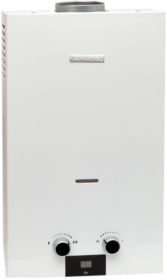 Колонка газовая  GENBERG 110.01  ECO   10л. БЕЛАЯ  (ШxВxГ) 340x590x150 мм - Изображение №1
