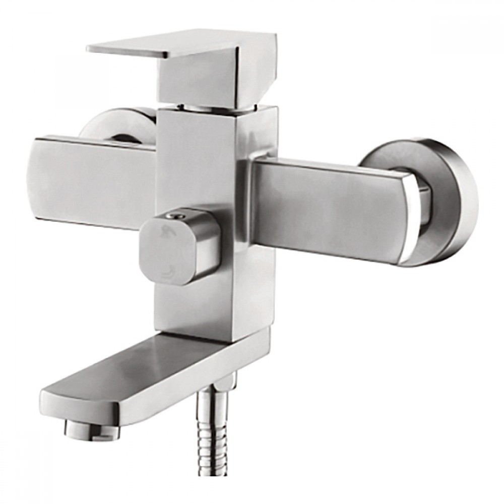 Смеситель д/ванны корот. нерж/сталь ZERIX - KUB-009 (EURO)  8 шт/ящ - изображение №1