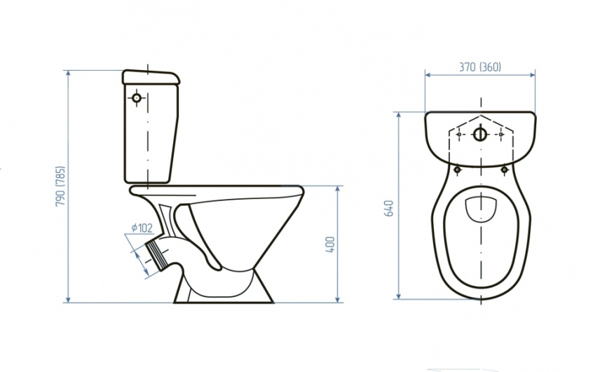 Унитаз-компакт Универсал ЦОП Бюджетный (косой выпуск, нижний подвод, крышка ПП, 1 реж.) - Изображение №4