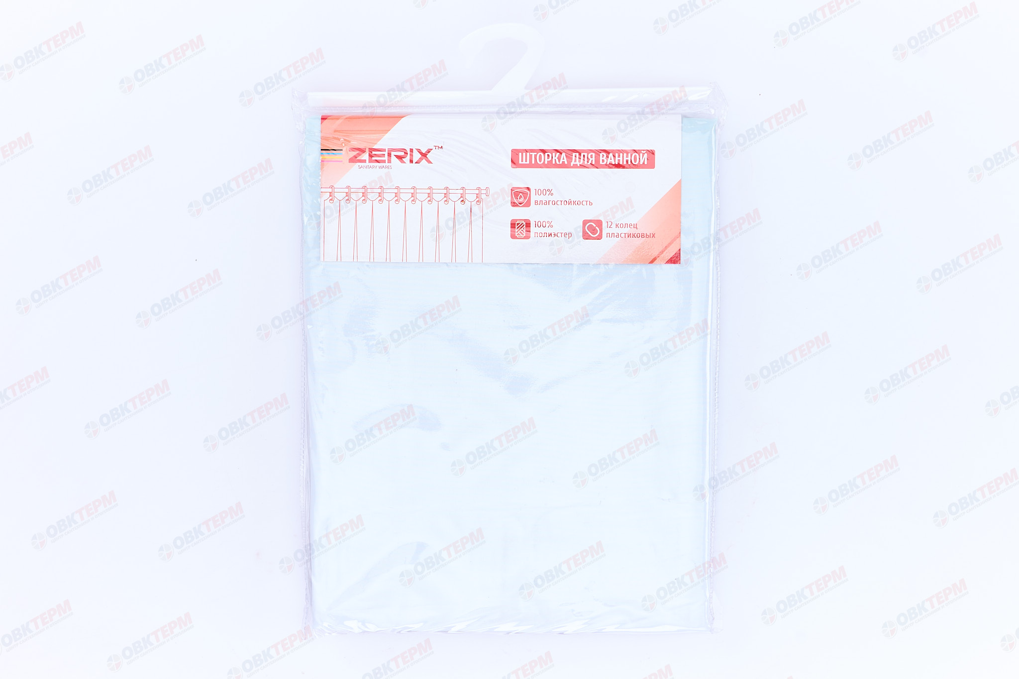 Штора для ванной из полиэстера (Узор бело-зеленый) ZERIX SCT-009-180x180 (36 шт/ящ) - Изображение №2