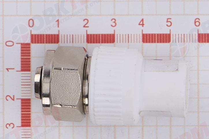 Муфта комби ППР-PEX  20*16    БЕЛАЯ PP-R    (RTP)    (300/50) - миниатюра №6