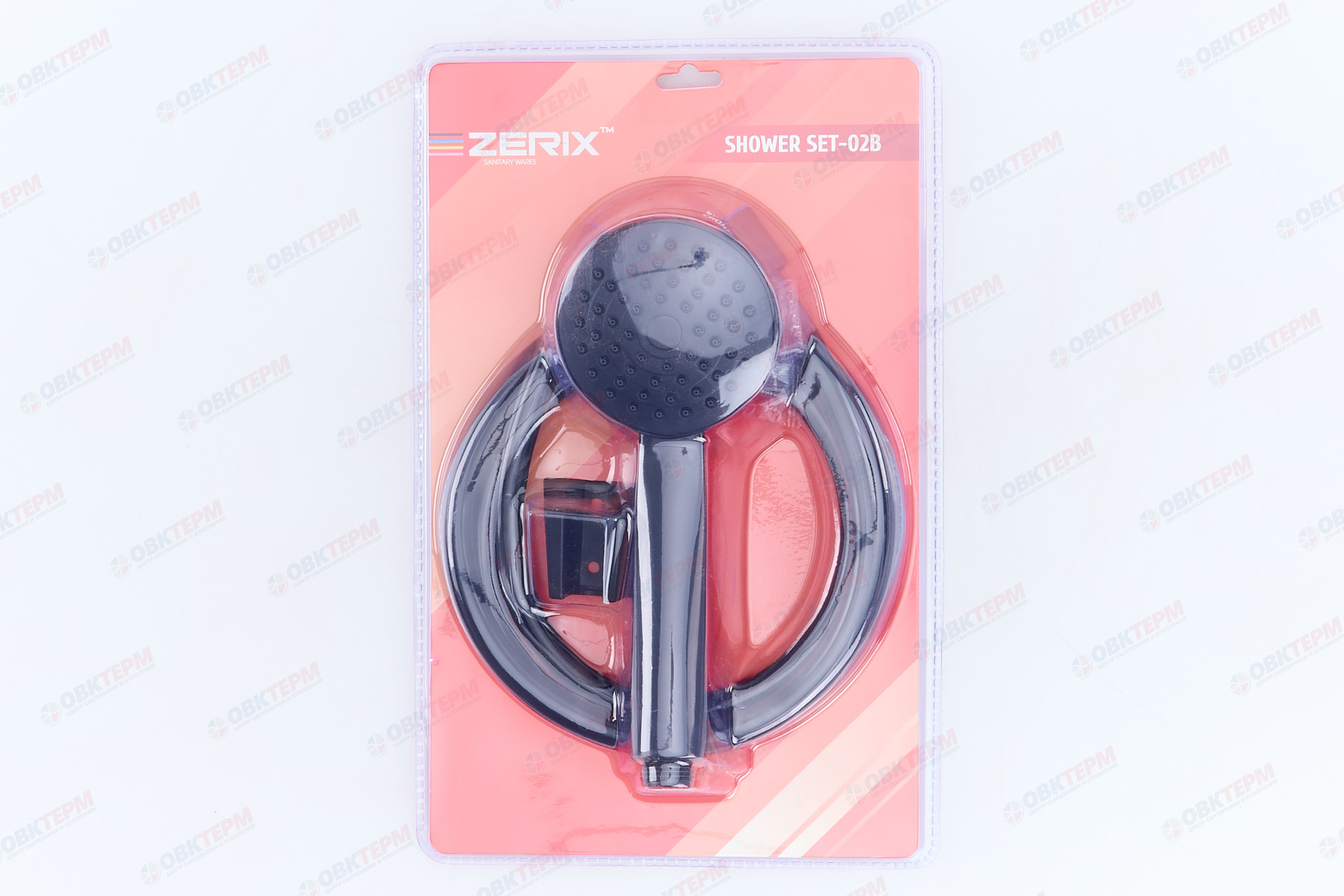 Душевой набор ZERIX SHOWER SET-02B (шланг, лейка, кронштейн) цвет черный (20 шт/ящ) - миниатюра №6