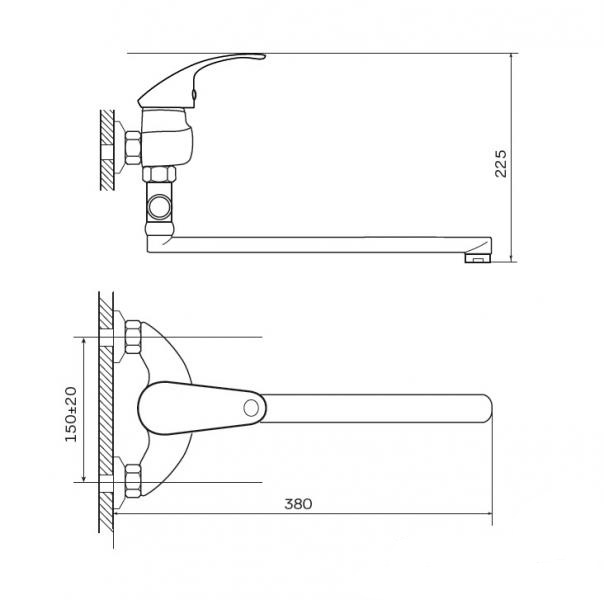 Смеситель д/ванны ZERIX EYB 135  (10 шт/ящ) - миниатюра №2