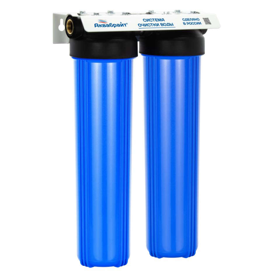 АКВАБРАЙТ  Фильтр-колба двойная  ВВ20  1" НА ПЛАНКЕ С КЛЮЧЕМ - Изображение №1