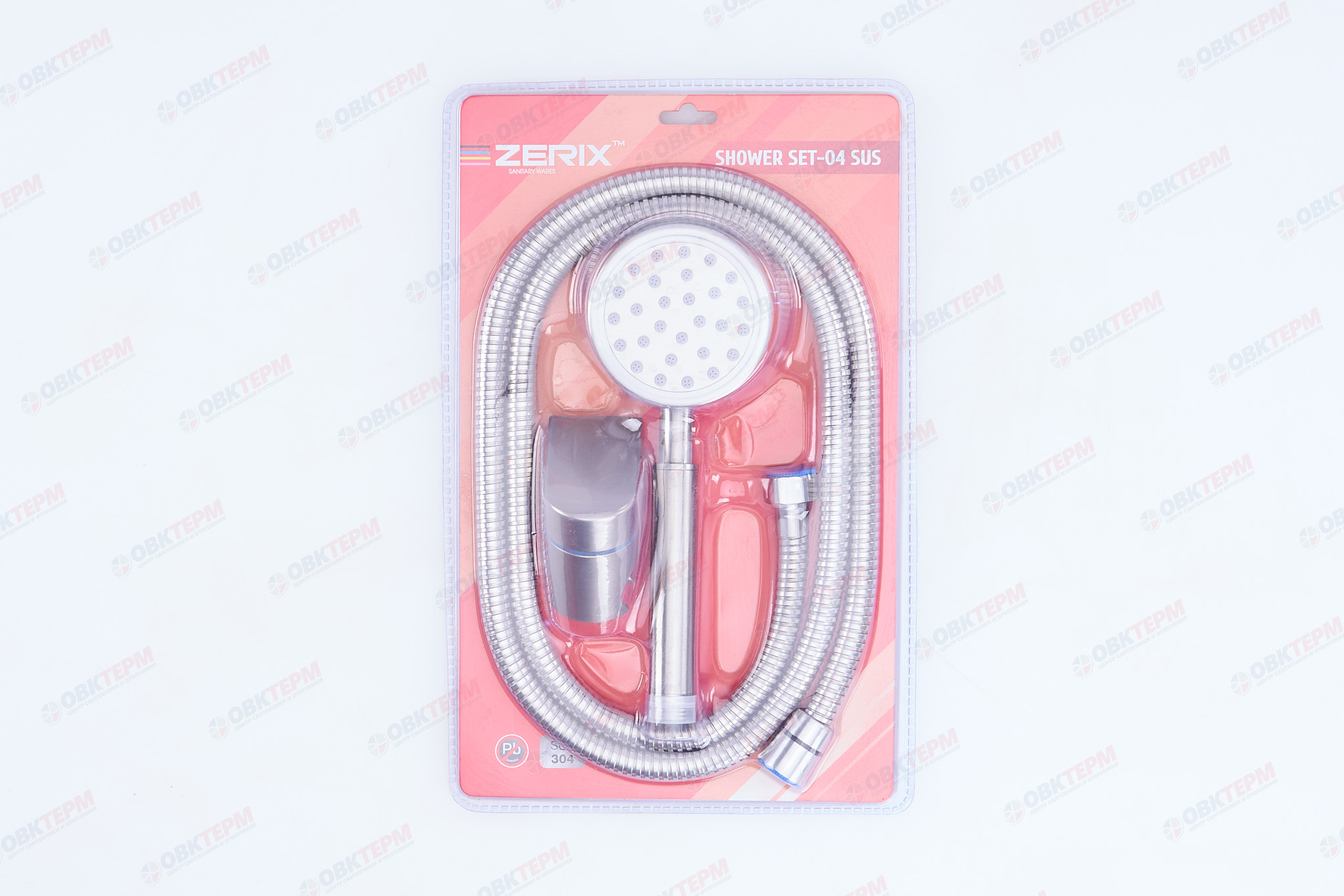 Душевой набор ZERIX SHOWER SET-04 SUS нерж. стали SUS304 (шланг, лейка, кронштейн) (20 шт/ящ) - Изображение №5