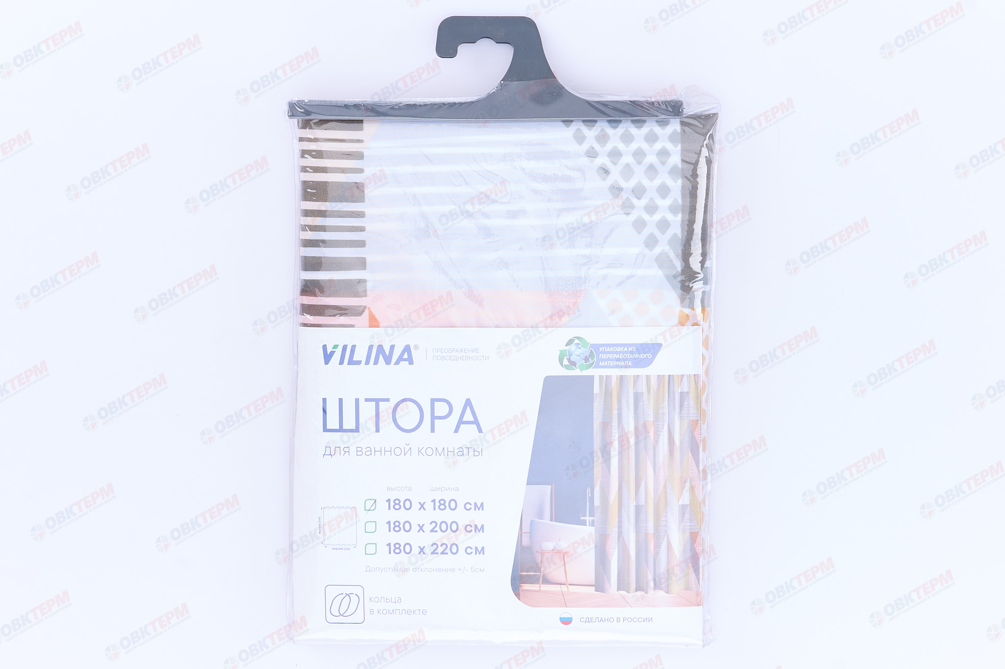 Штора для ванной из полиэстера (Лоскутная мозаика) VILINA 180x180 (20 шт/ящ) - Изображение №2