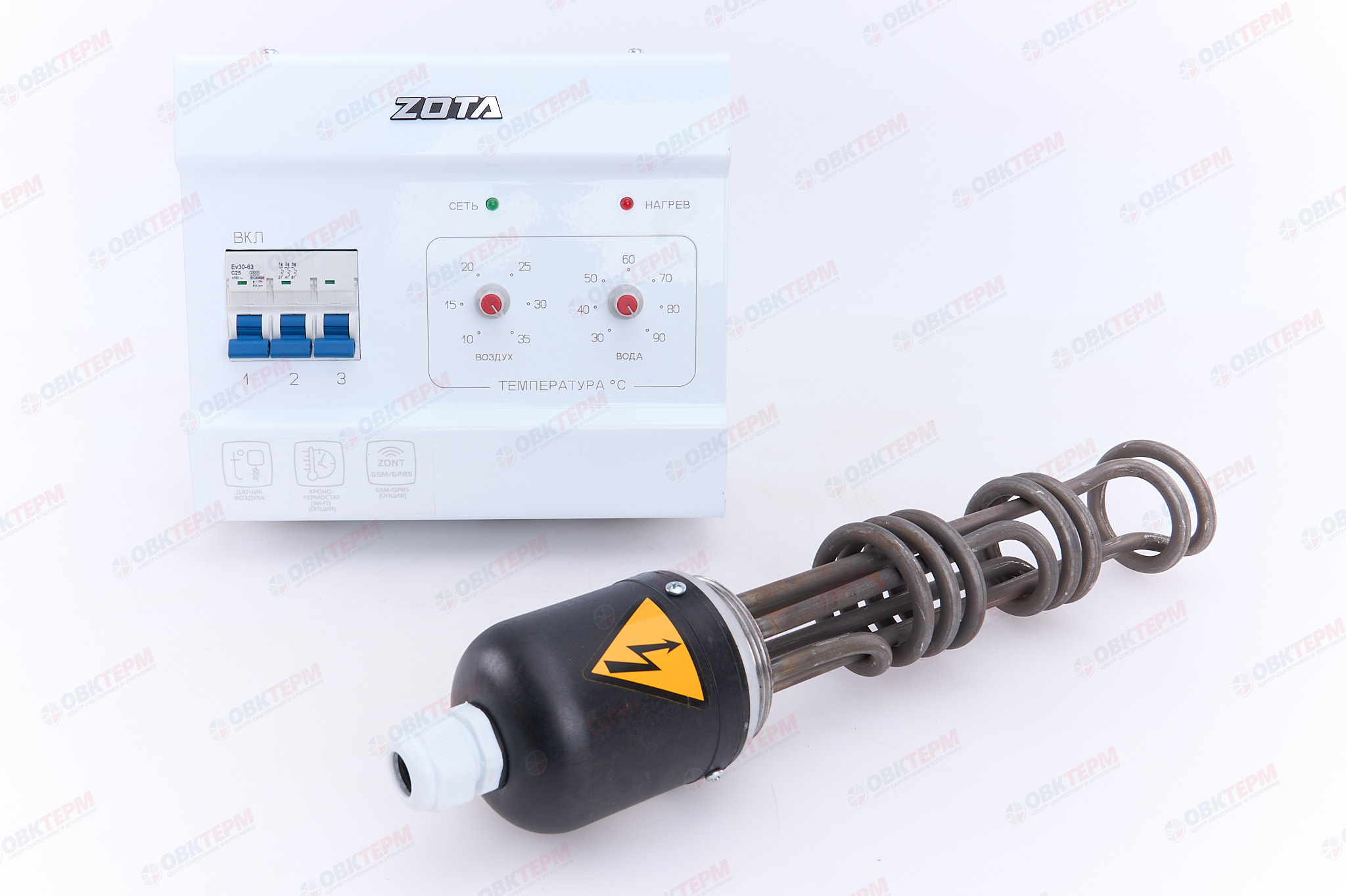 Комплект подключения ТЭНБ- 4.5 кВт (резьба 2") к котлам тв.топливным  (без кабеля)  ZOTA - Изображение №1