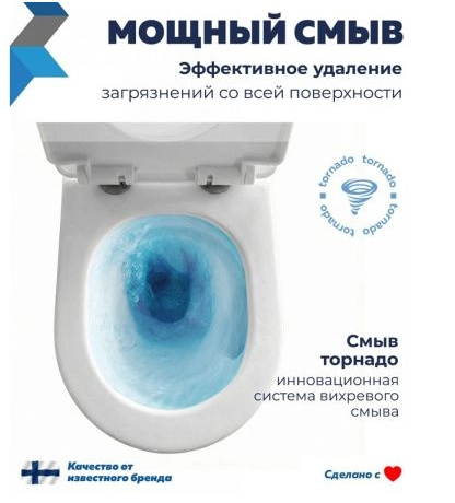 Унитаз подвесной Watersense Milana Vortex, Торнадо, безободковый с быстросъемным сиденьем микролифт - миниатюра №8