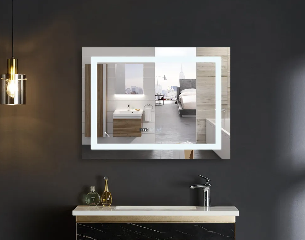 MIXXUS WARM MR02-100x60 Зеркало LED Touch, Anti-fog, димером, рег. яркости, часами (5 шт/ящ) - Изображение №3