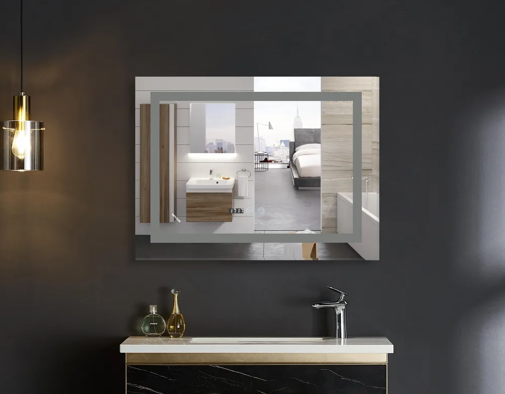 MIXXUS WARM MR02-100x60 Зеркало LED Touch, Anti-fog, димером, рег. яркости, часами (5 шт/ящ) - Изображение №1