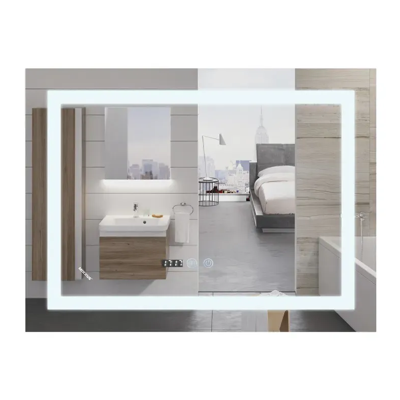 MIXXUS WARM MR02-100x60 Зеркало LED Touch, Anti-fog, димером, рег. яркости, часами (5 шт/ящ) - Изображение №4