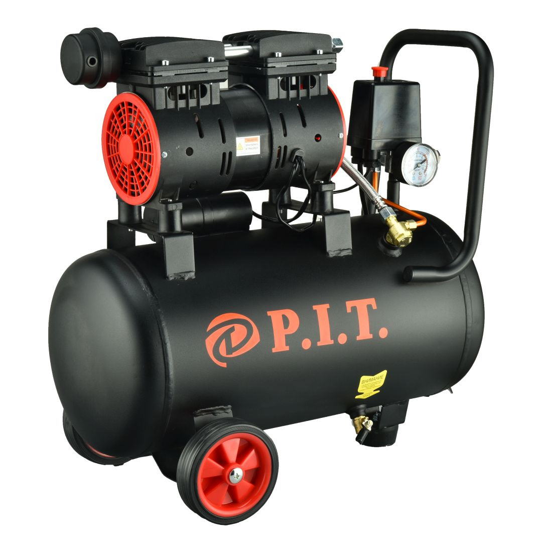 Компрессор P.I.T. PAC24-C1 (0,6кВт, 110 л/мин, 8бар, 24л, 2 цил, 1 вых, пр.привод, безмасл) - Изображение №3