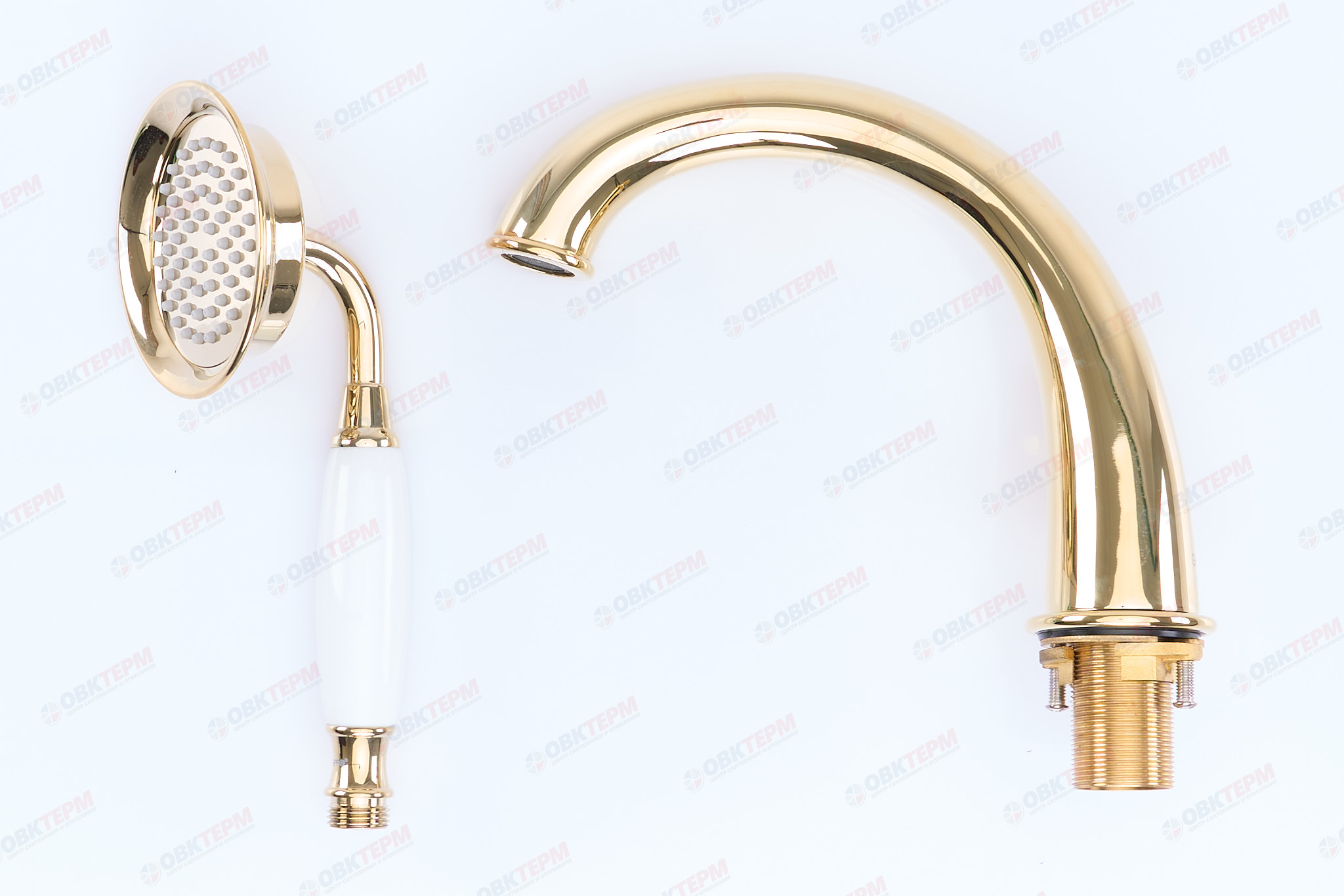 Смеситель в борт ванны GAPPO G1189-6 латунь /золото, керам/буксы, лейка 1 реж. - Изображение №4