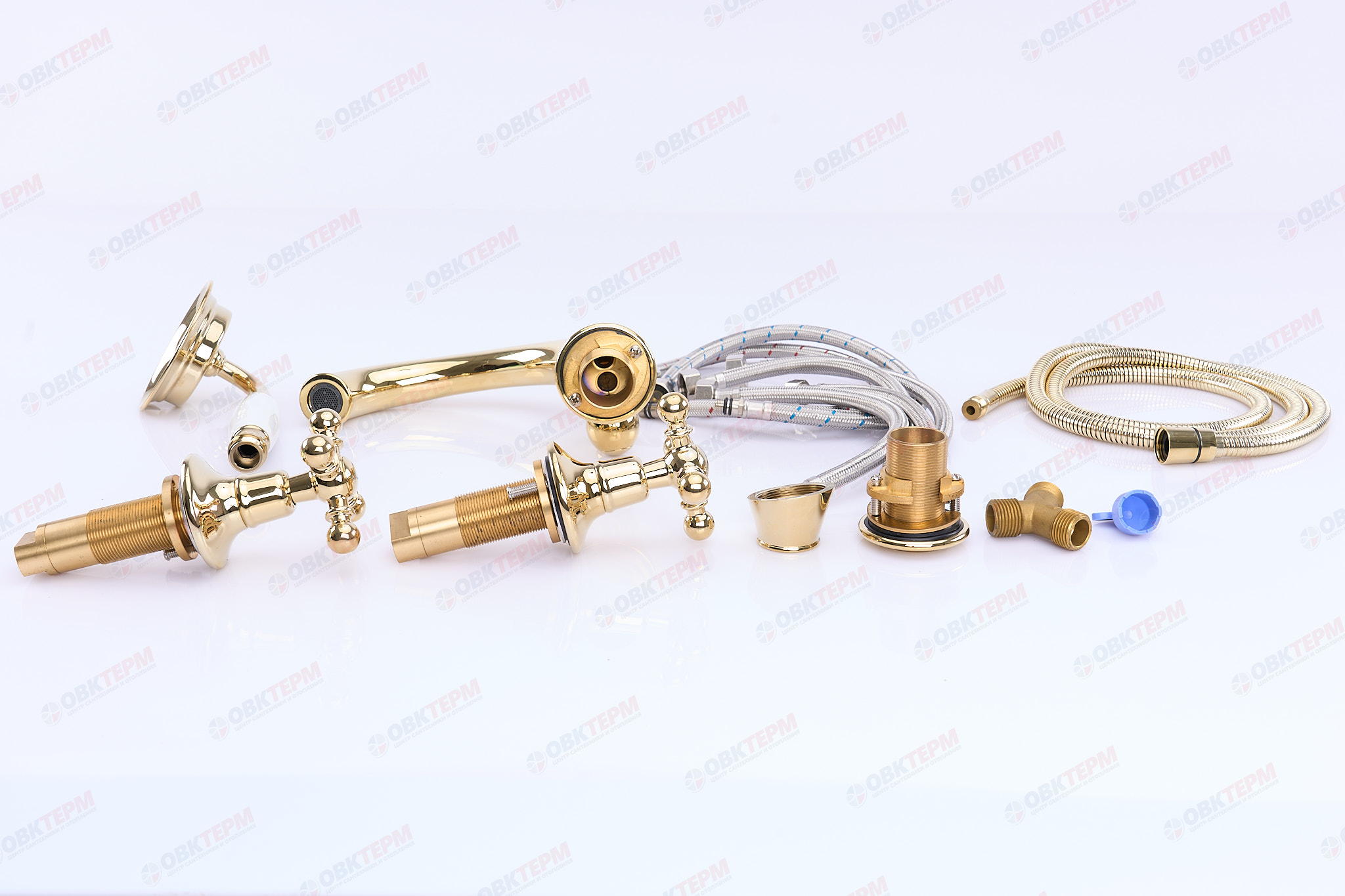 Смеситель в борт ванны GAPPO G1189-6 латунь /золото, керам/буксы, лейка 1 реж. - миниатюра №6