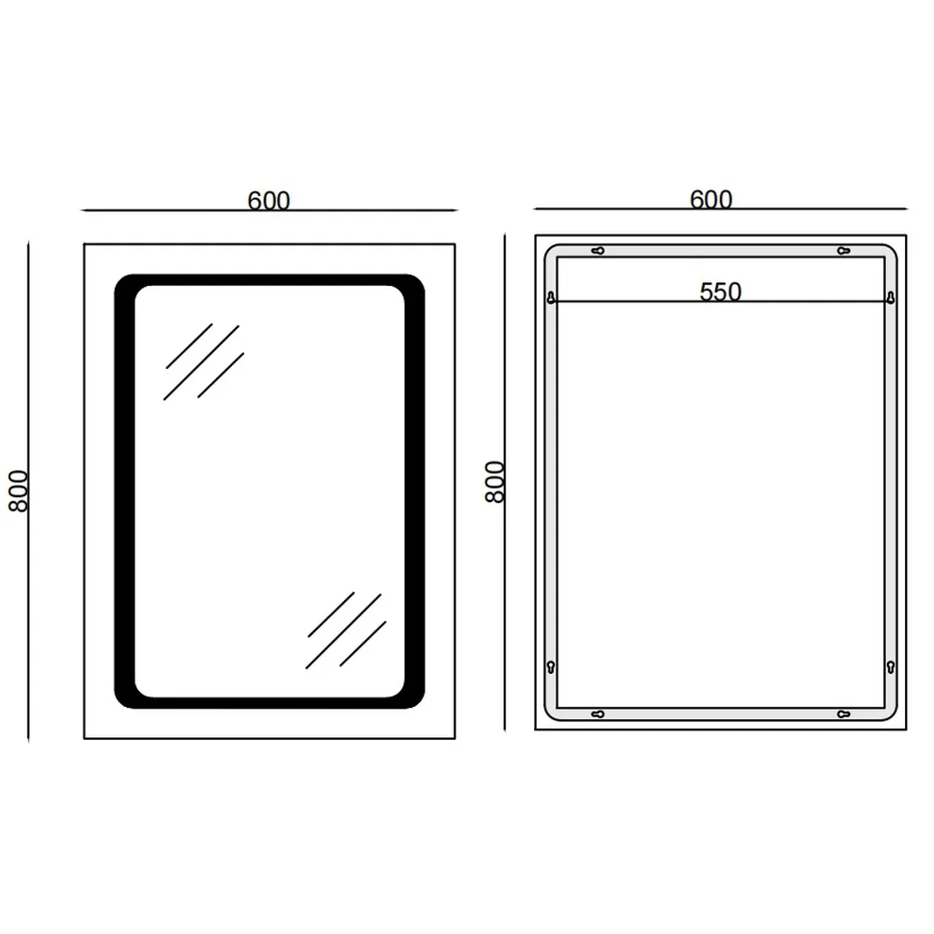 MIXXUS TWEE MR09-80x60-REVERSE Зеркало с LED Touch, Anti-fog, димером, регулятором яркости - Изображение №2