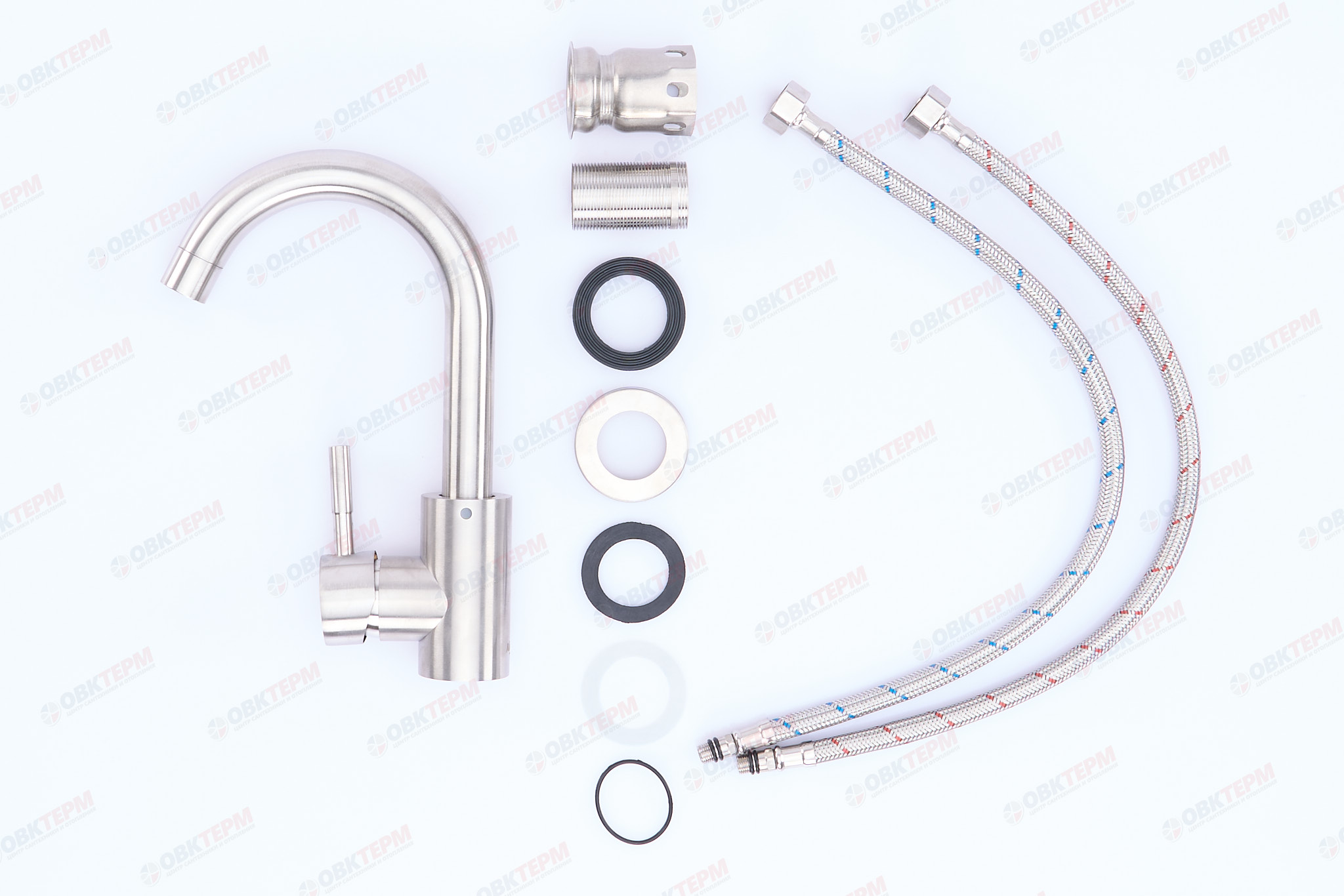Смеситель д/умывальника AKSA SIM-01-16-B  нерж/сталь  (10 шт/ящ) - Изображение №3