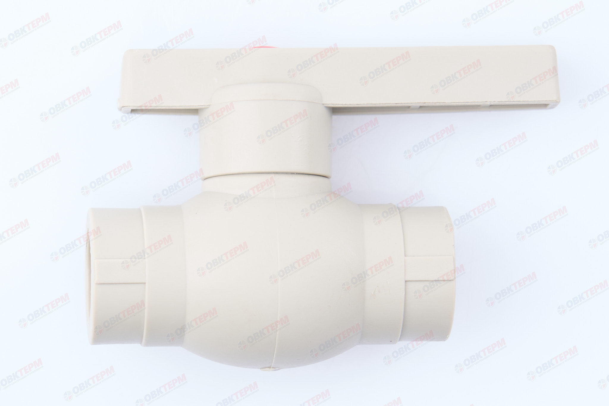 Кран пластиковый шаровый 20  (стальной шар)    (VALFEX OPTIMA)  серый  (60/15) - Изображение №1