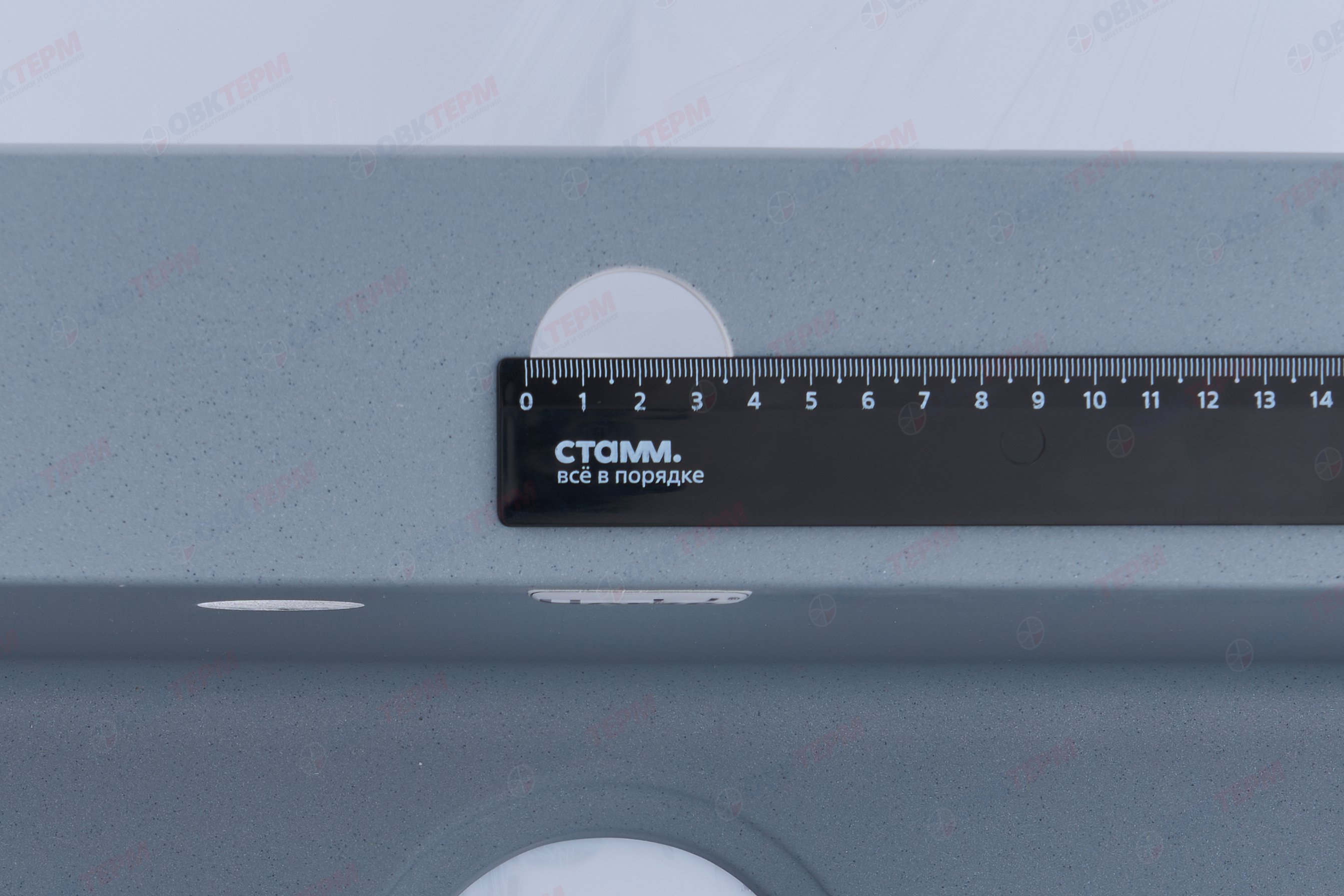 Мойка кухонная прямоугольная HORKE / Q-37 серый кварцистик 565*475мм - миниатюра №7