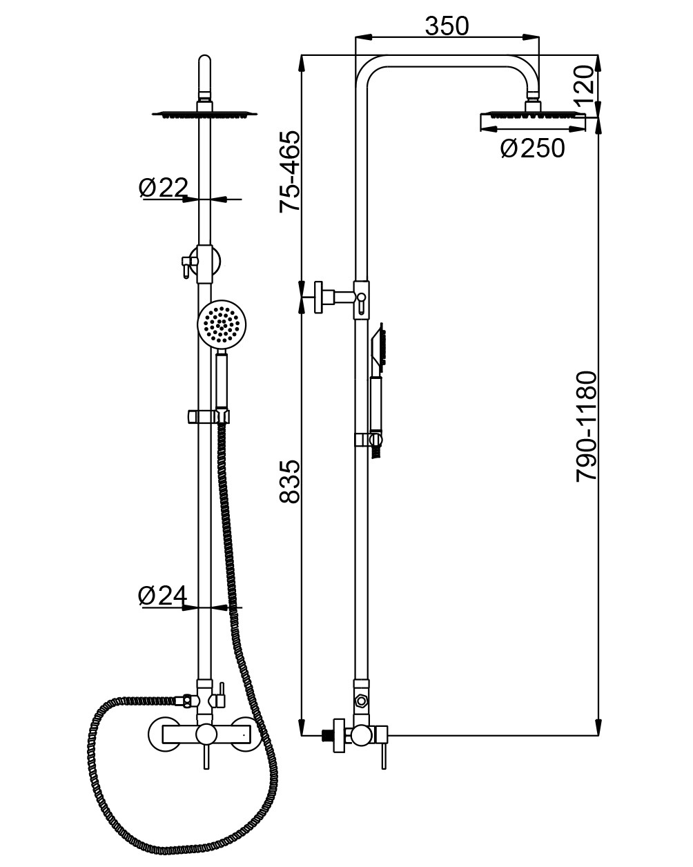 Душ/система нерж/сталь ZERIX SUS-003-J  SUS304 (5 шт/ящ) - Изображение №2