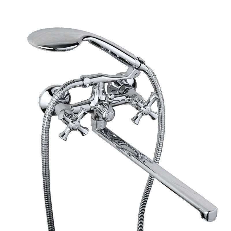 Смеситель д/ванны буксовый GAPPO G2242 латунь /хром /керам/буксы, излив 350мм, лейка 1 реж - Изображение №1