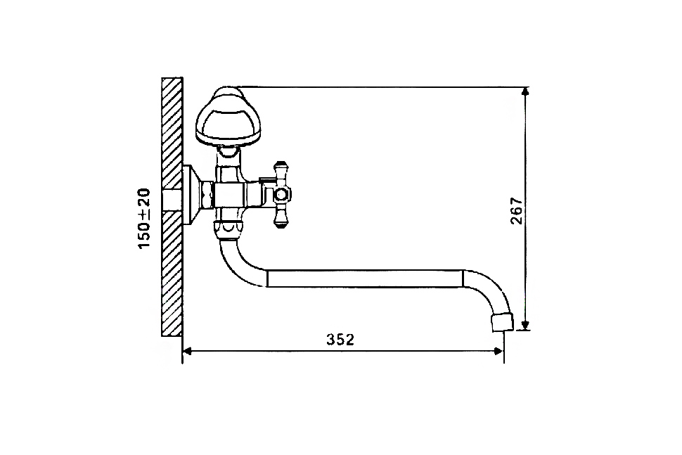 Смеситель д/ванны, хром, керам/буксы, излив 320мм, лейка 1 реж., G2243,  GAPPO - миниатюра №7