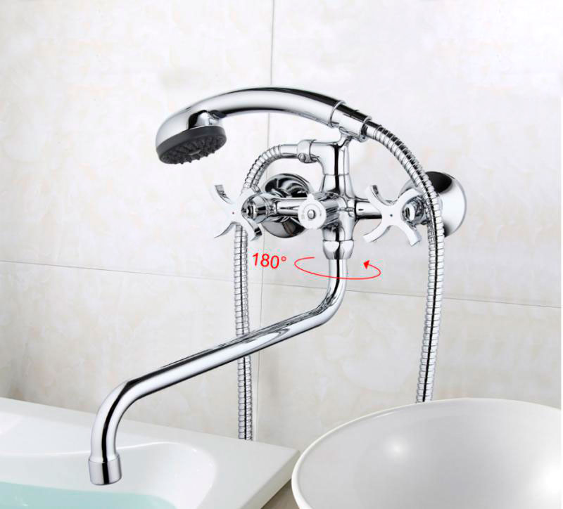 Смеситель д/ванны, хром, керам/буксы, излив 320мм, лейка 1 реж., G2243,  GAPPO - миниатюра №8